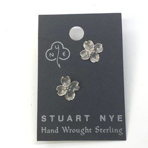 Stuart Nye Hand Wrought Sterling Silver Dogwood Stud Earrings  |  Womens OS